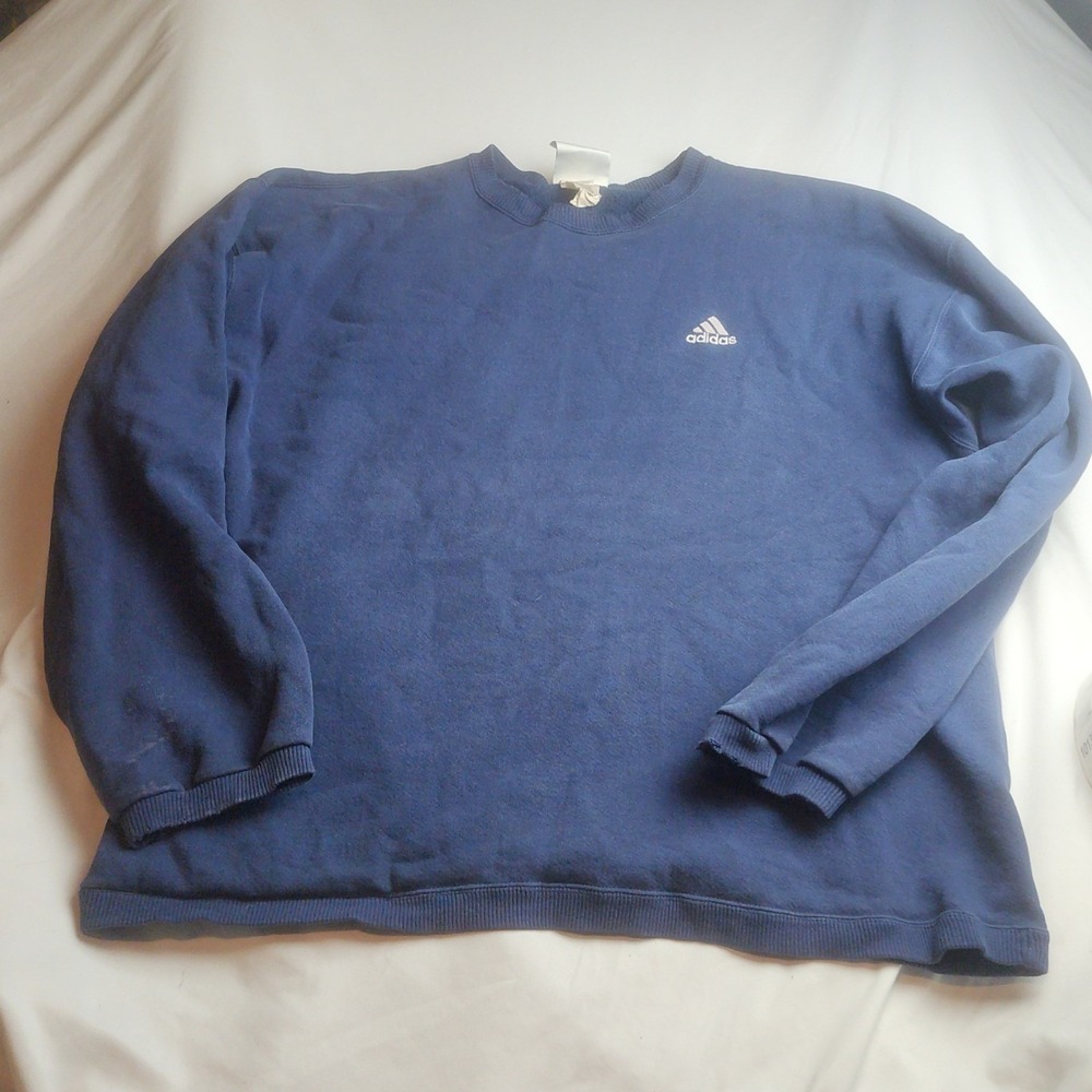 Adidas Crewneck Sweatshirt Navy Blue Embroidered Logo Men's Size XL